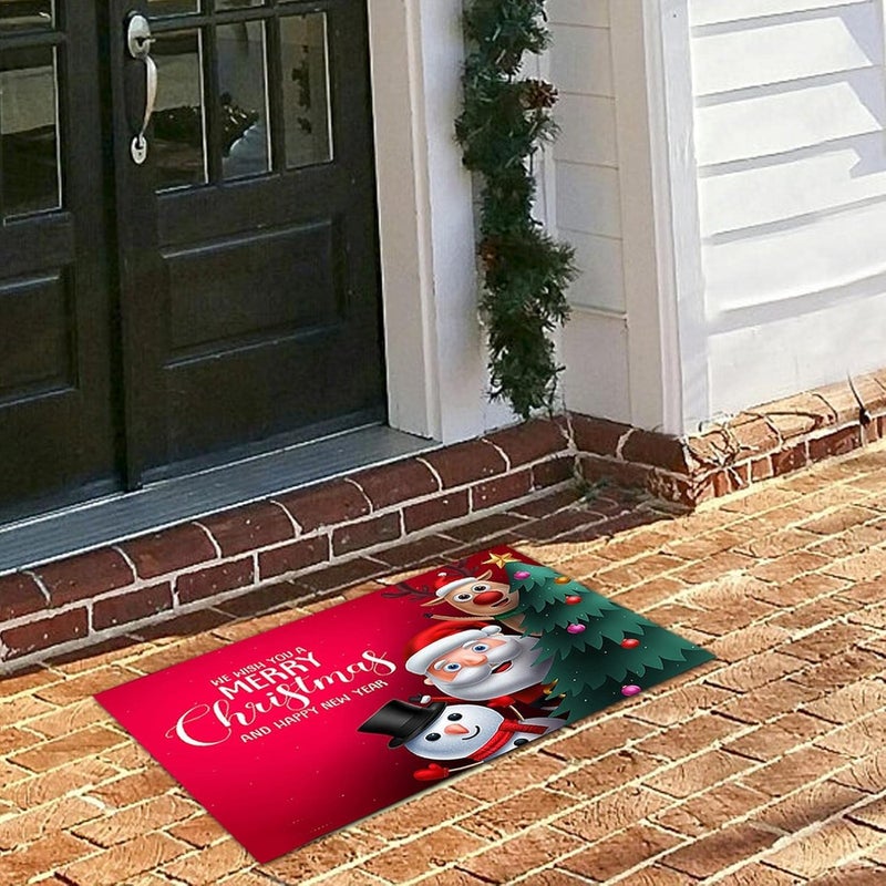 woobles Christmas Rug Santa Claus Mat - Anti-slip Back Doormats,Indoor Outdoor Doormats, Merry Christmas Welcome Entrance Door Mat - Image 2